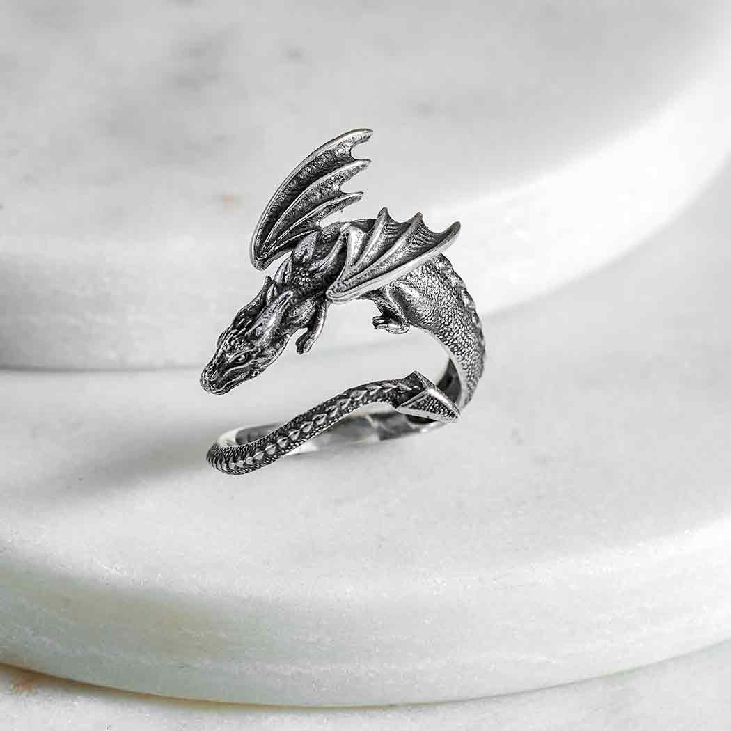 Jedi Sterling Silver Adjustable Dragon Ring