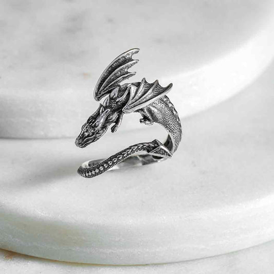 Jedi Sterling Silver Adjustable Dragon Ring