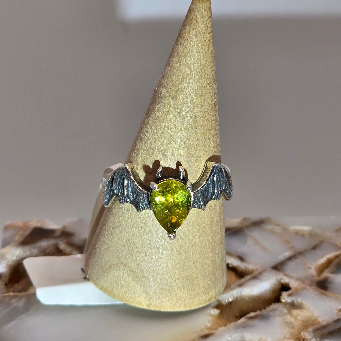 Faceted Lemon Citrine Bat Ring
