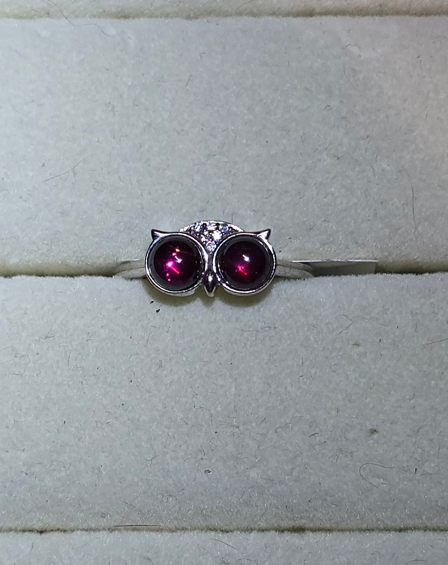 Garnet Owl Ring