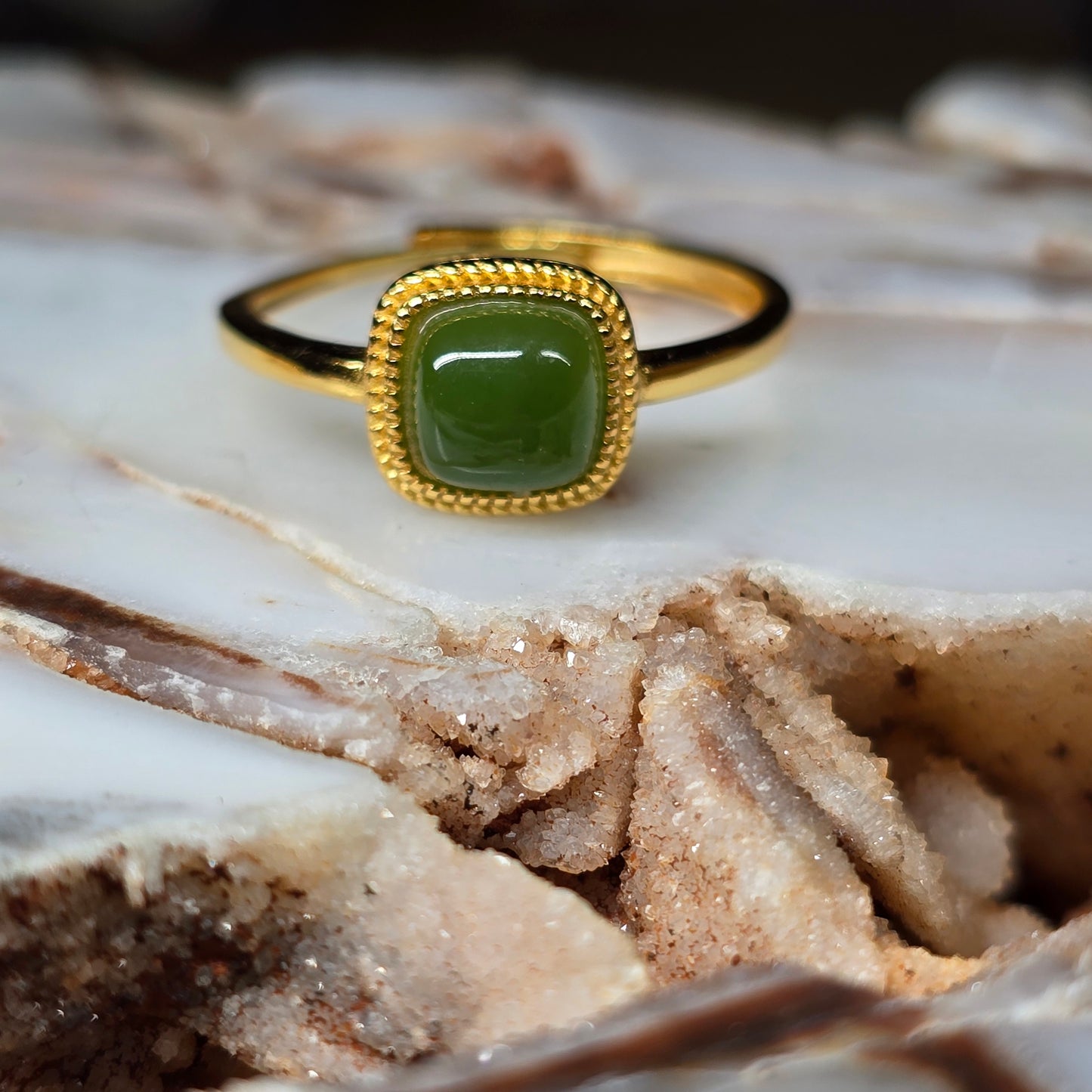 Hetian Jade Solitaire Ring
