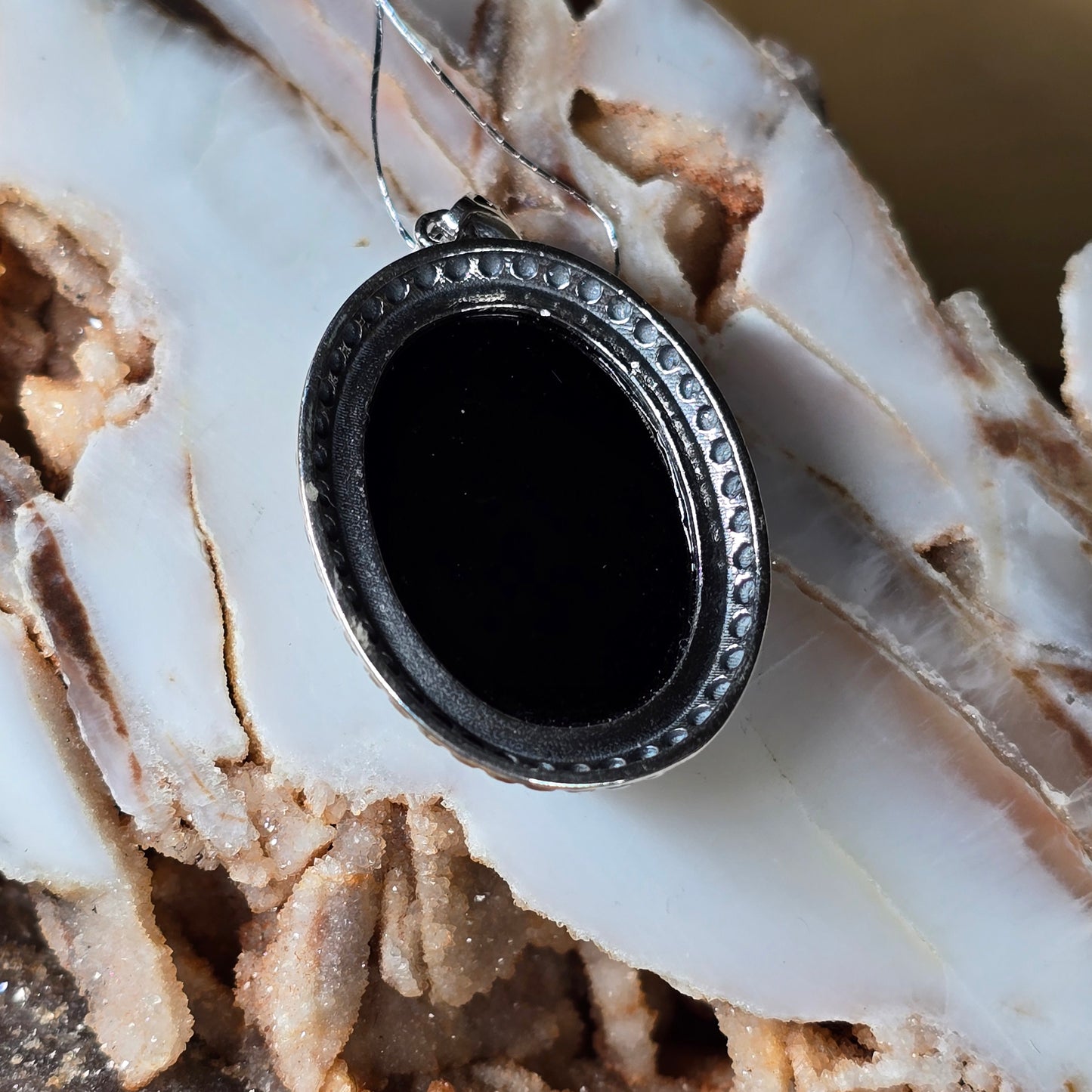 Black Onyx Pendant, Sterling Silver