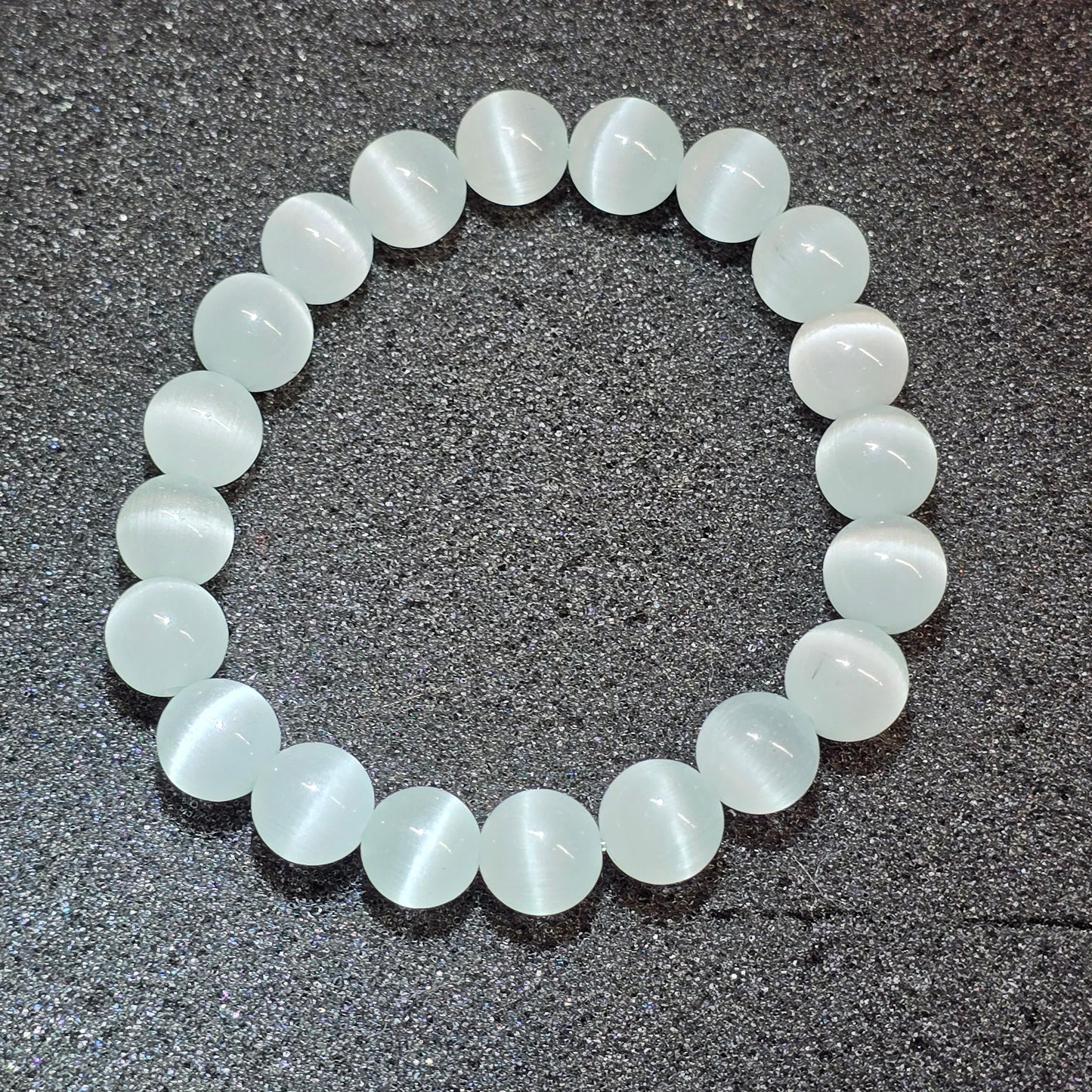 Grey Cat Eye Beaded Bracelet, 10mm beads