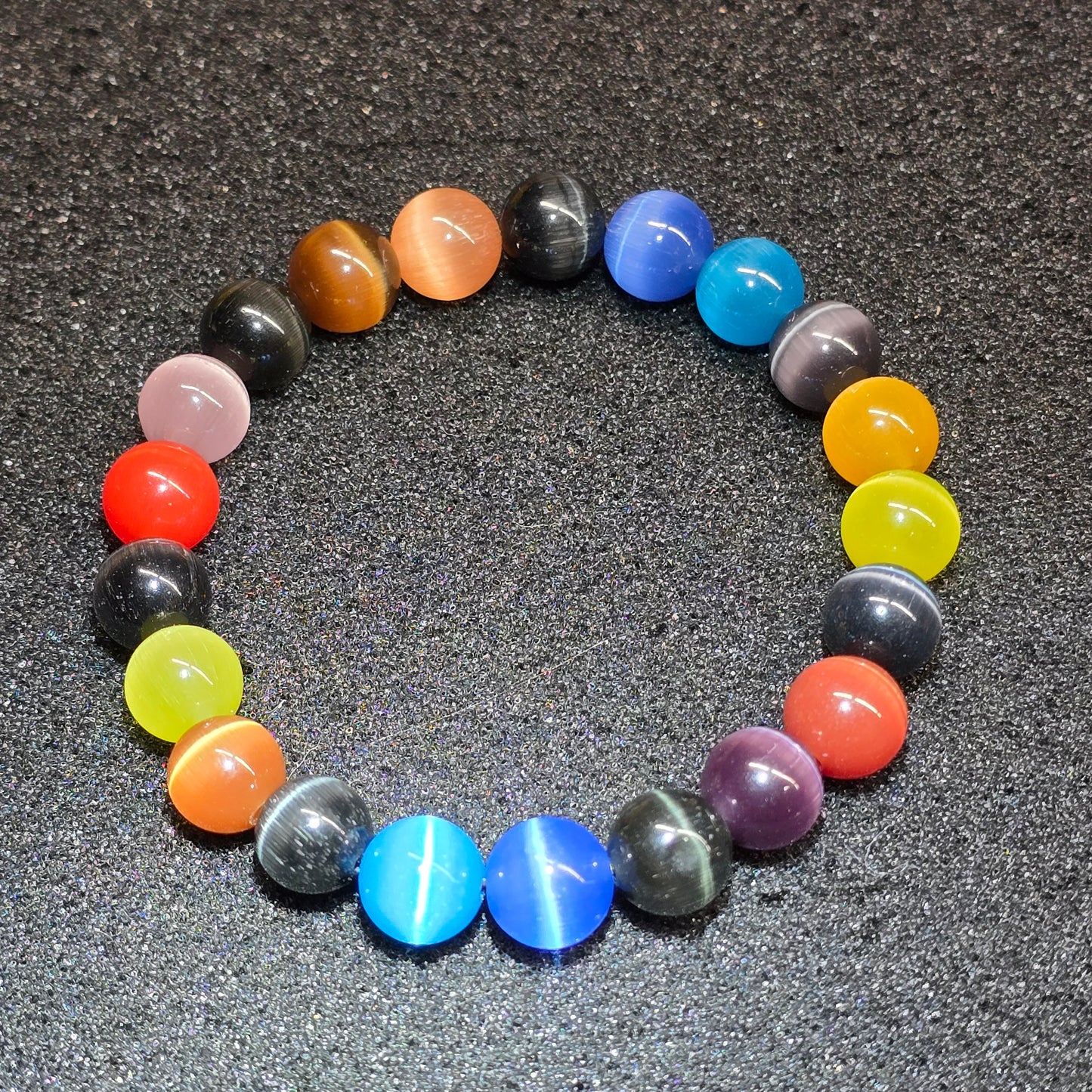 Colorful Cat Eye 9mm+ Beaded Bracelet