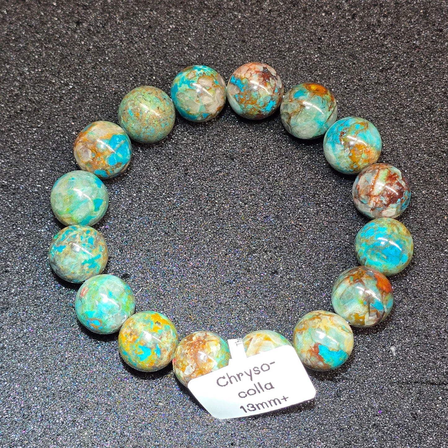 Chrysocolla Beaded Bracelet, 13mm+ beads