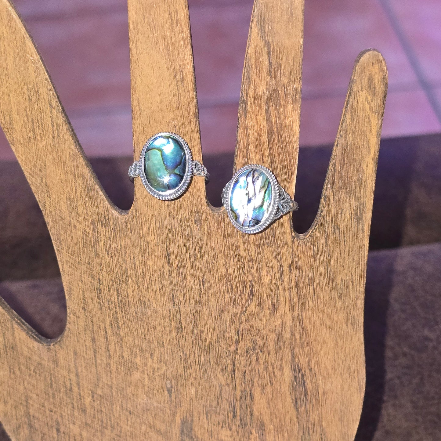 Abalone Shell Sterling Silver Ring A & B