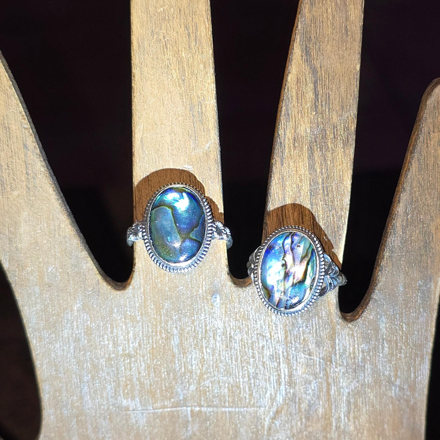 Abalone Shell Sterling Silver Ring A & B