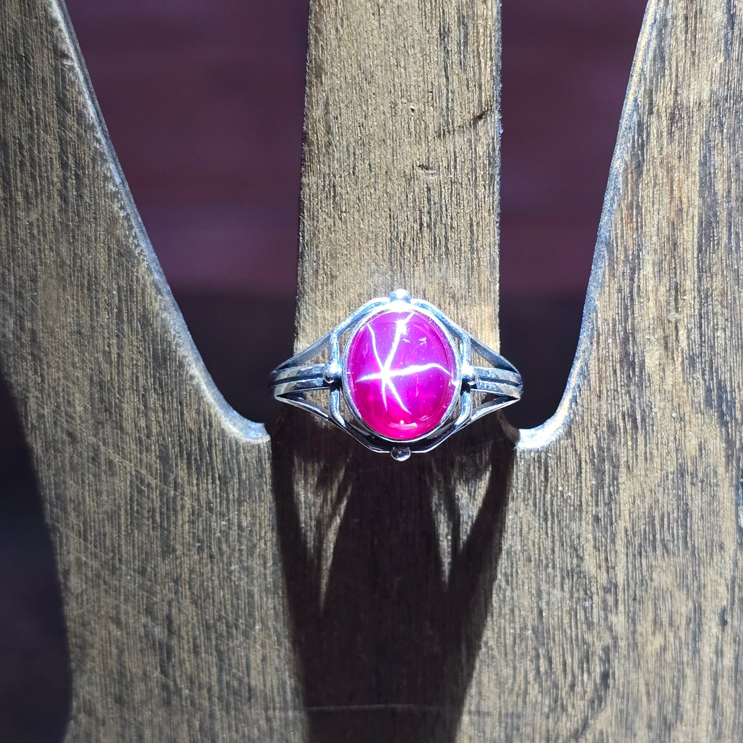 Sigdy Red Star Ruby Sterling Silver Ring