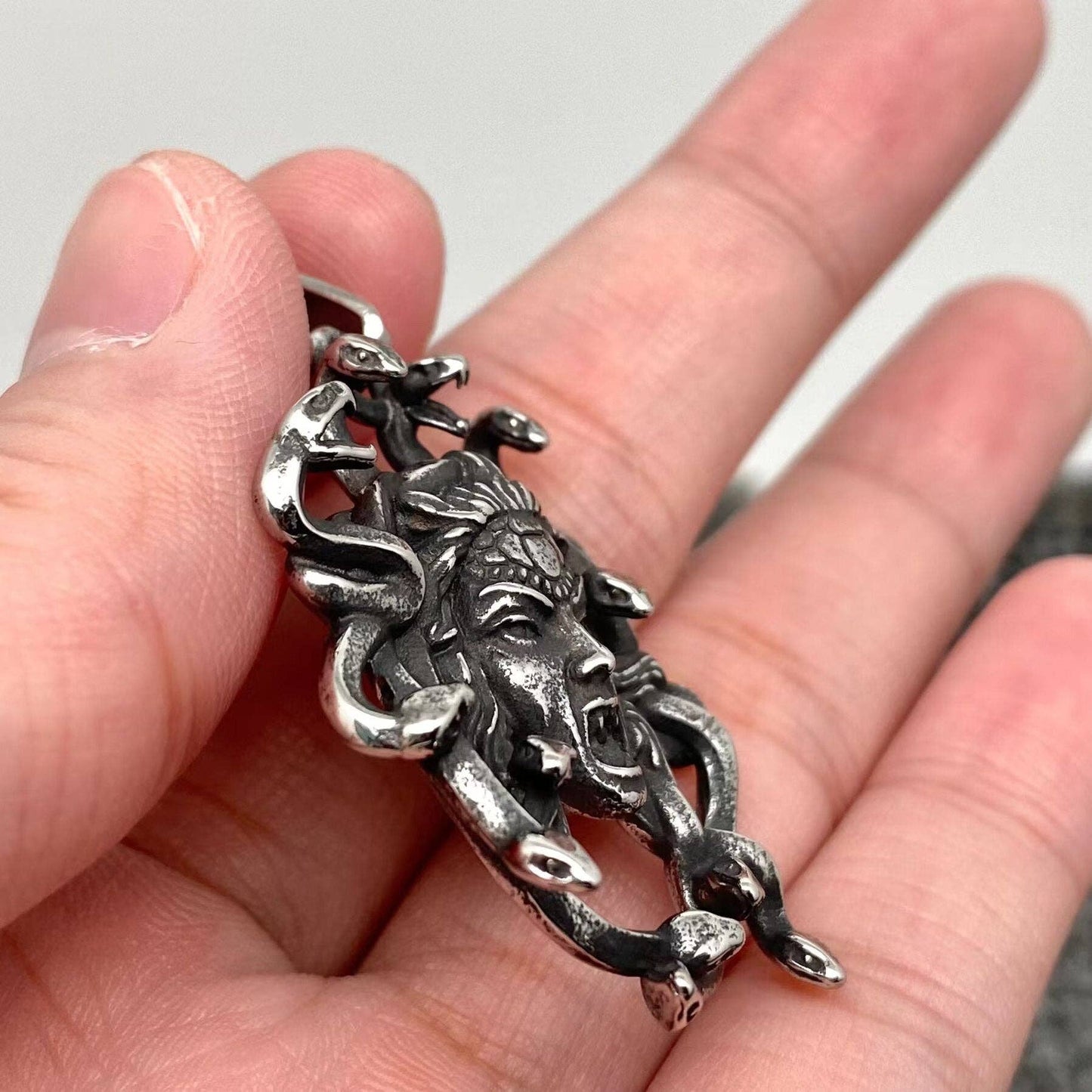 Stainless Steel Roaring Medusa Charm Pendant