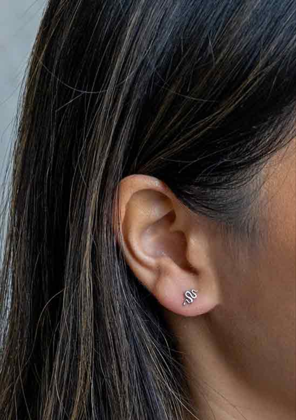 Sterling Silver or Bronze Snake Post Earrings 9x5mm: Recycled Sterling Silver