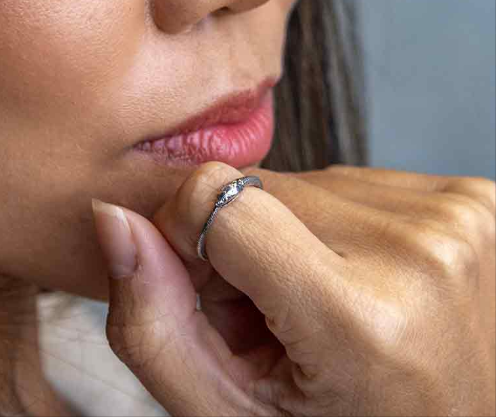 Sterling Silver or Bronze Ouroboros Snake Ring: Sterling Silver / 9