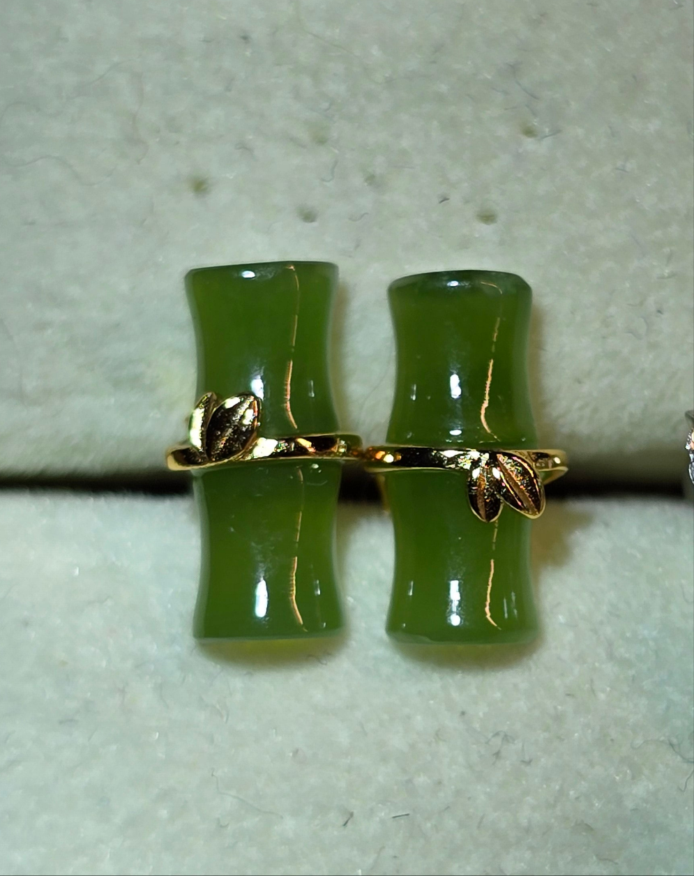 S925 Hetian Jade Bamboo Studs