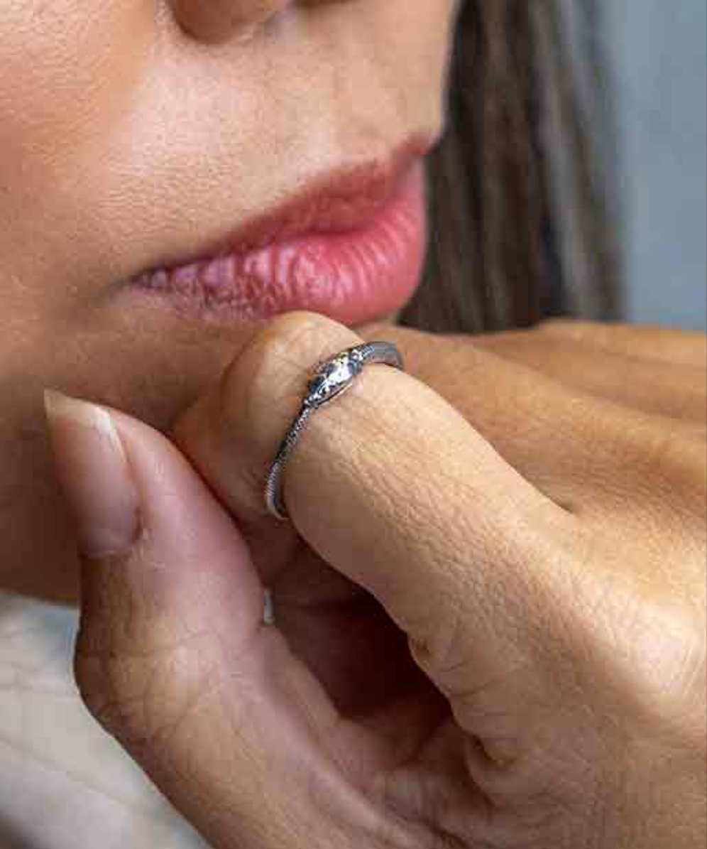 Sterling Silver or Bronze Ouroboros Snake Ring: Sterling Silver / 7