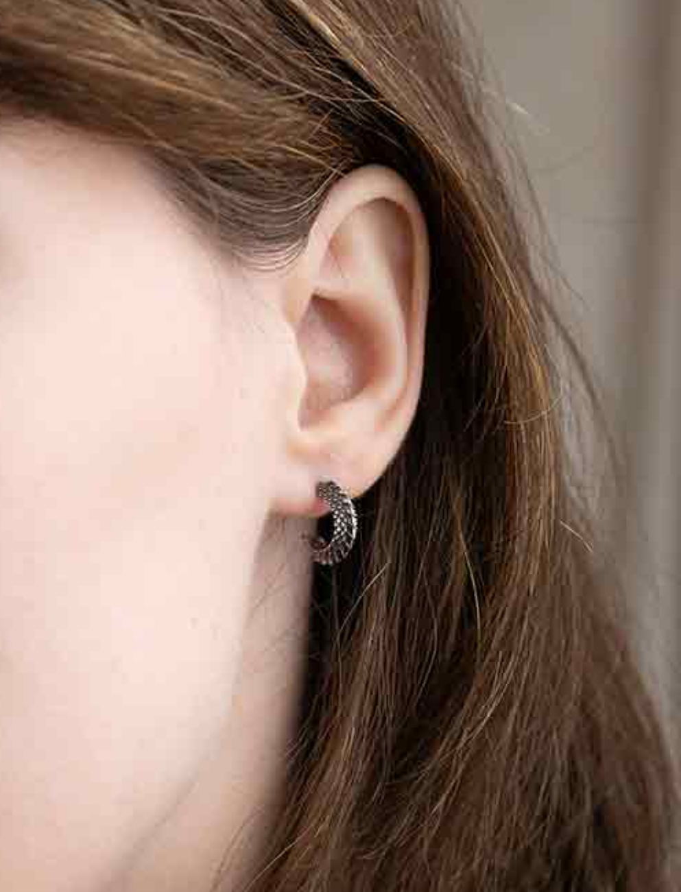 Sterling Silver Dragon Scale Hoop Post Earrings 12mm