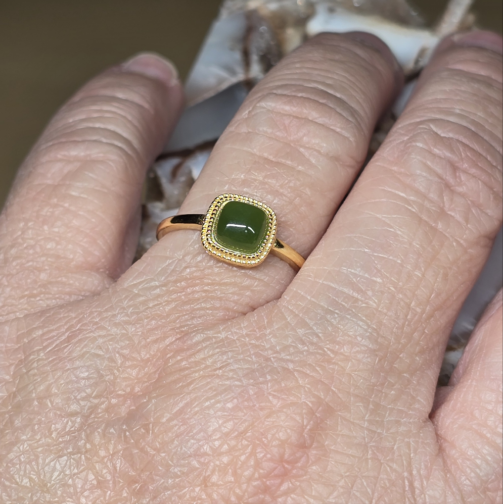 Hetian Jade Solitaire Ring