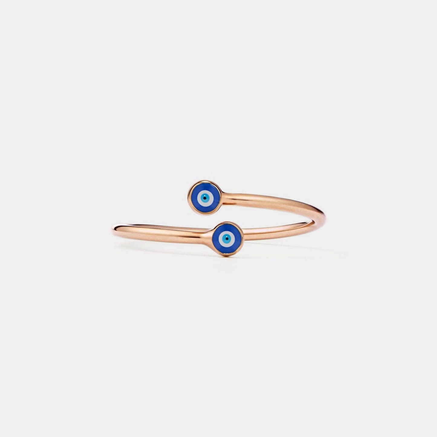 Evil Eye Bypass Ring in 925 Sterling Silver, Enamel: Gold