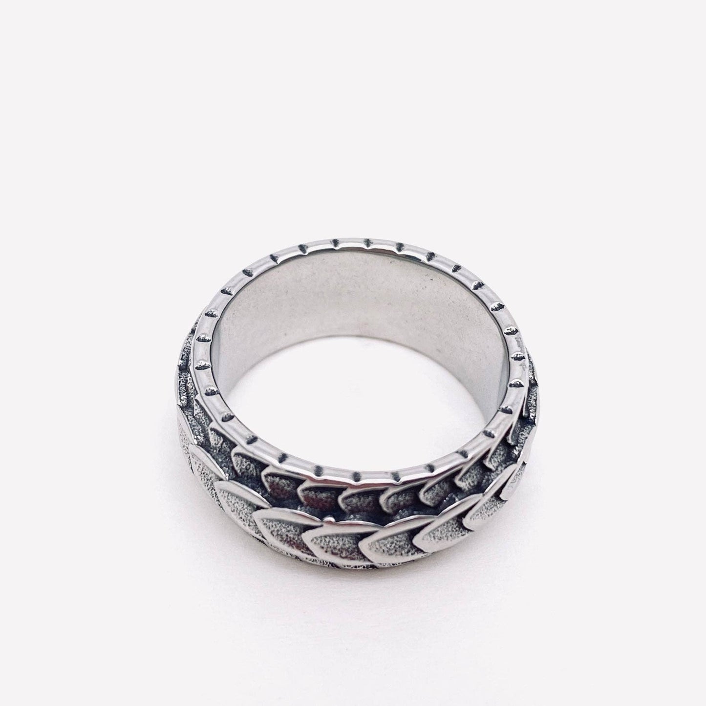 Dragon Scale Stainless Steel Ring Size: 9