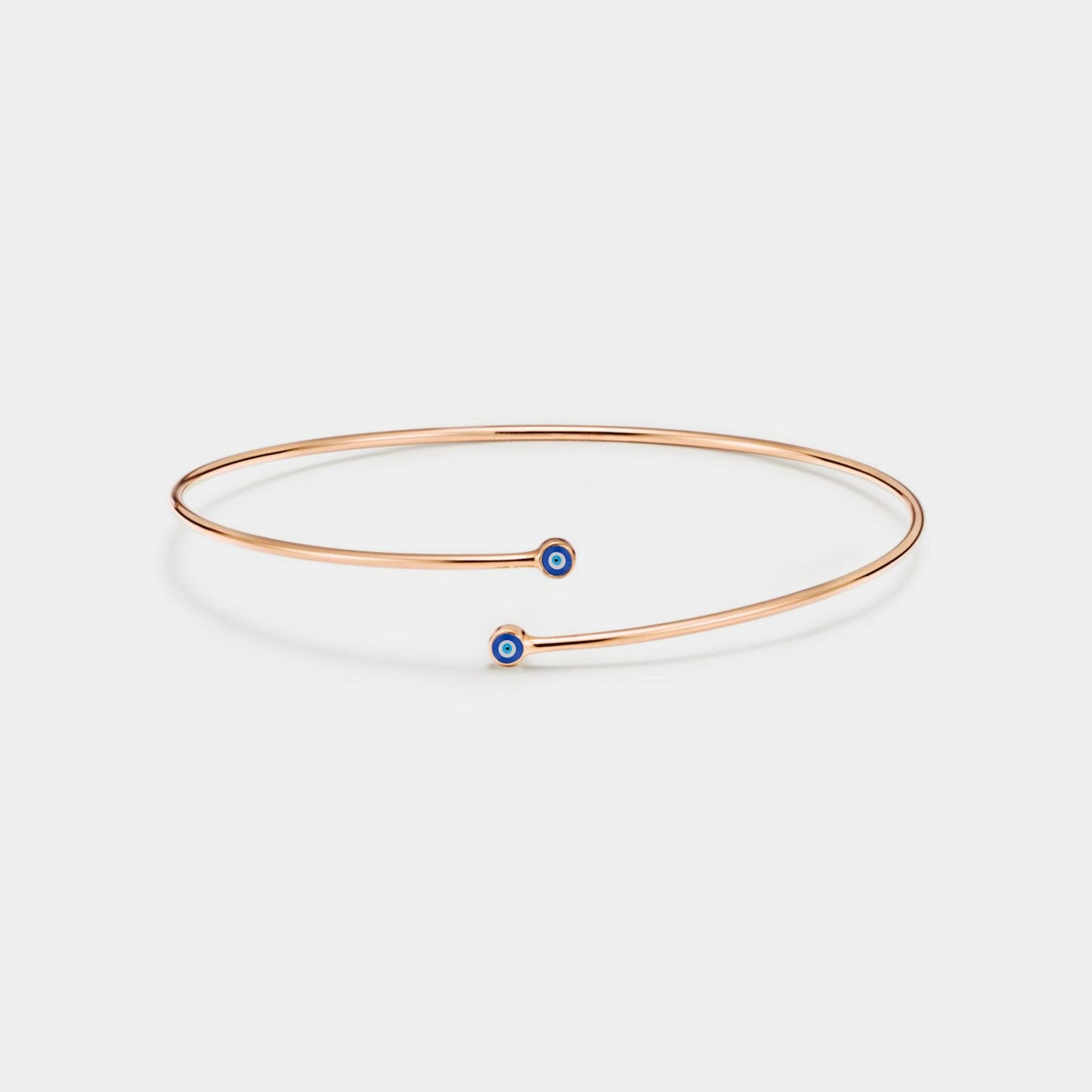 Evil Eye Bypass Bangle Bracelet in 925 Sterling Silver: Gold