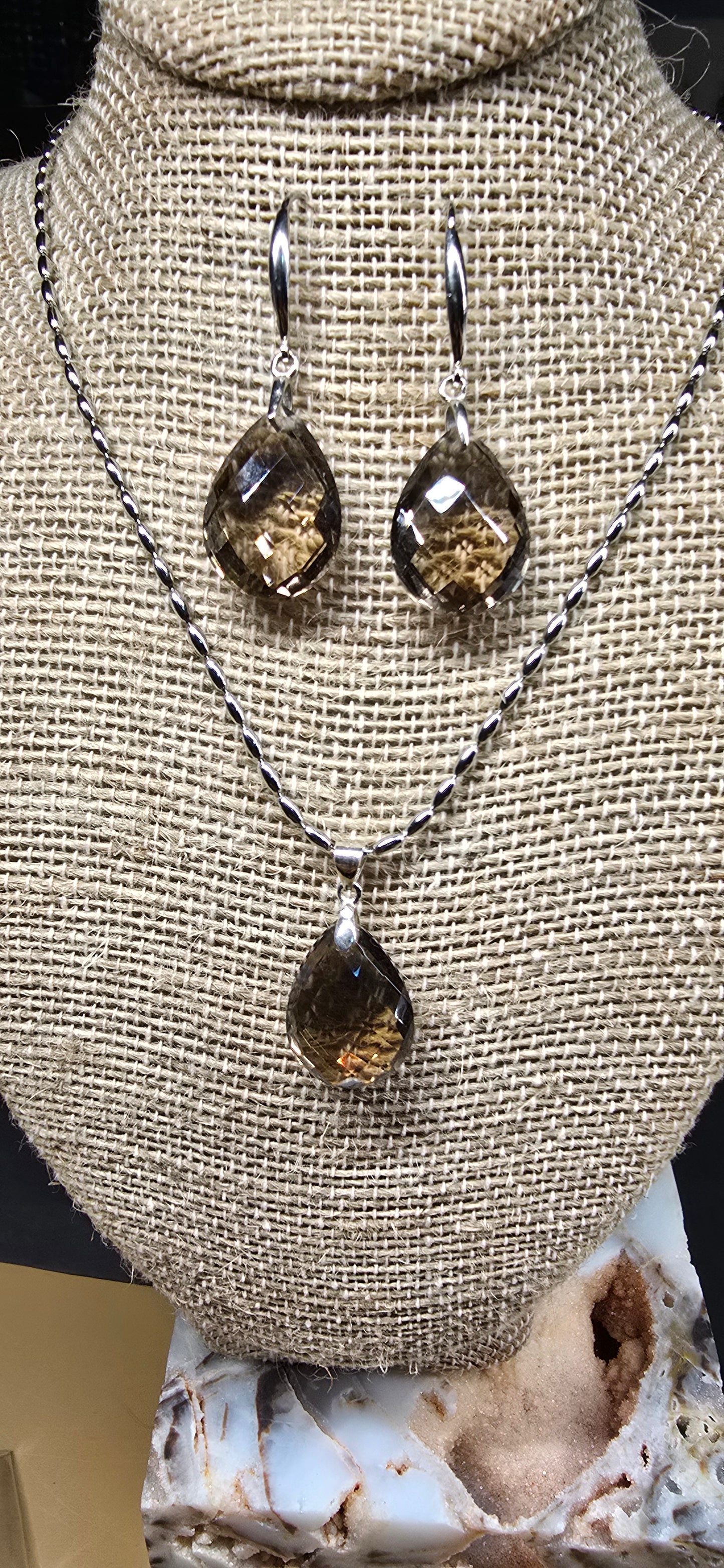 Jedi Smokey Quartz Earring & Necklace Set