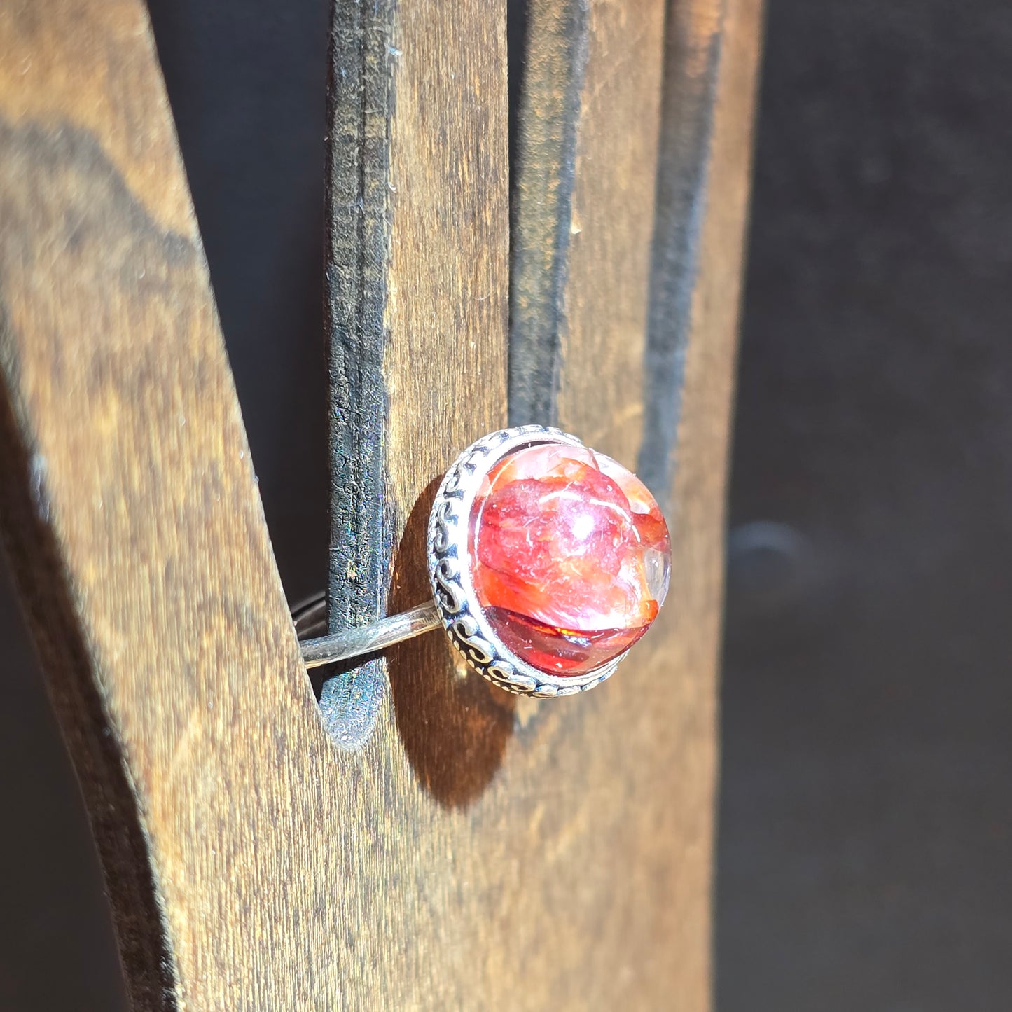Round Fire Quartz Ring