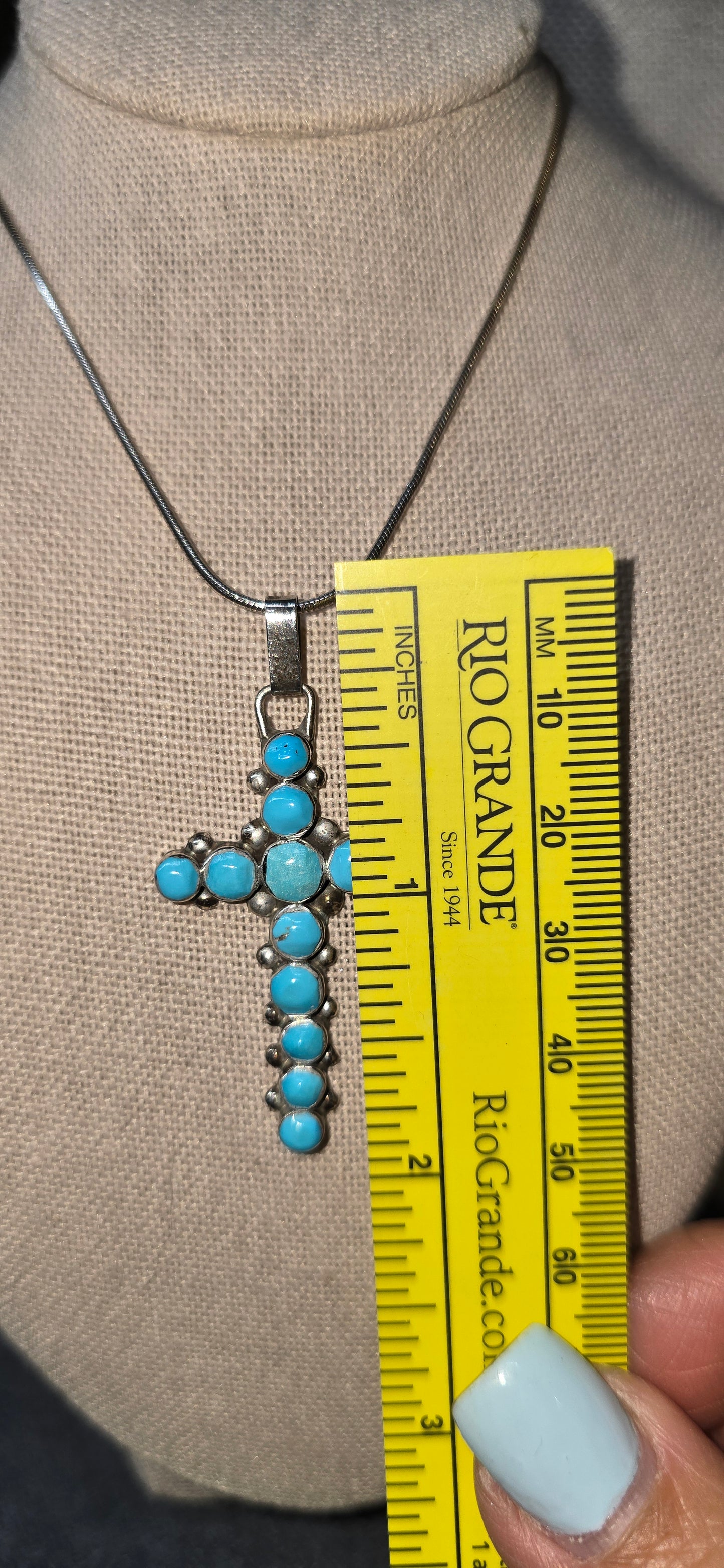Turquoise Cross Pendant, chain included