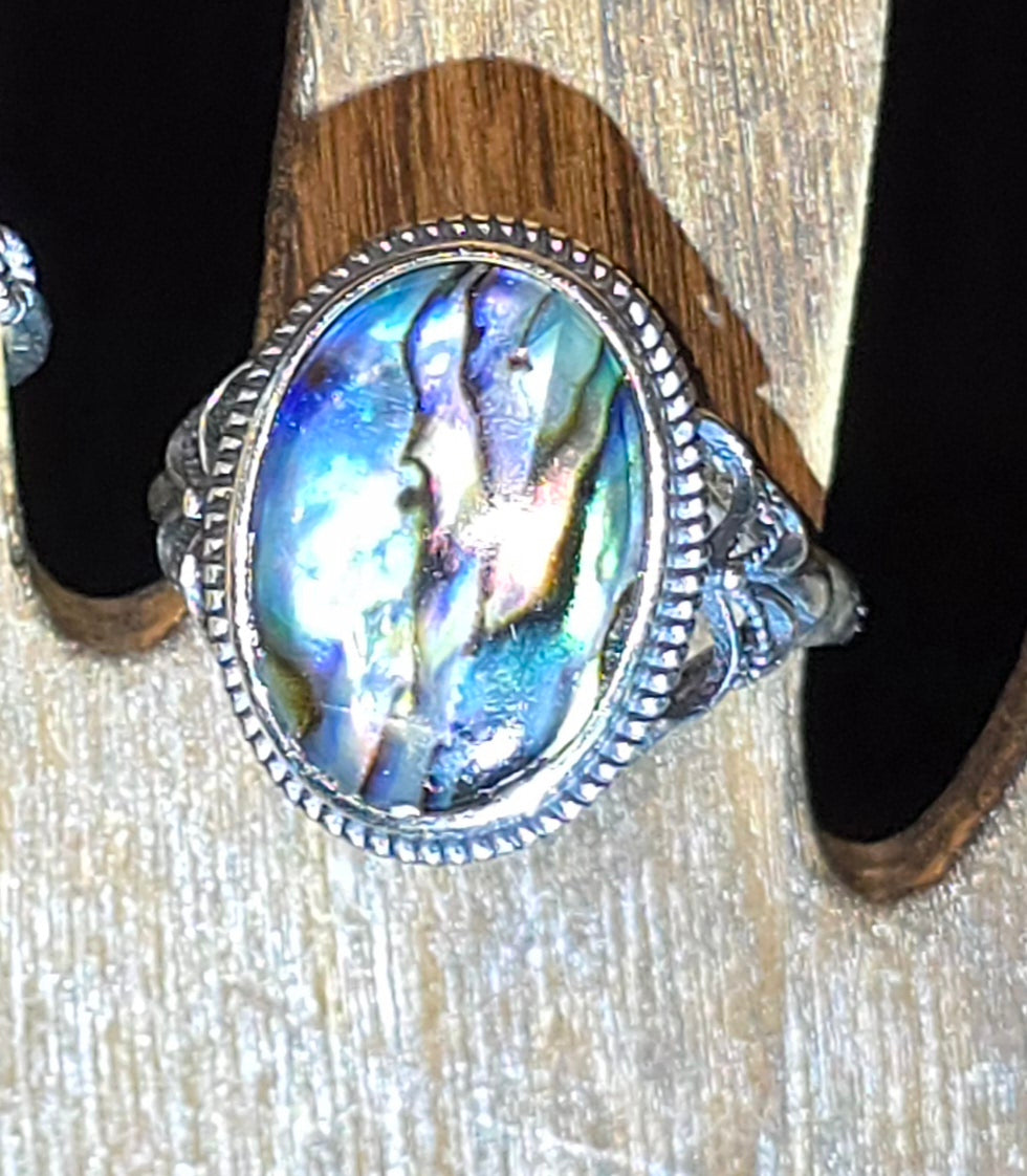 Abalone Shell Sterling Silver Ring A & B
