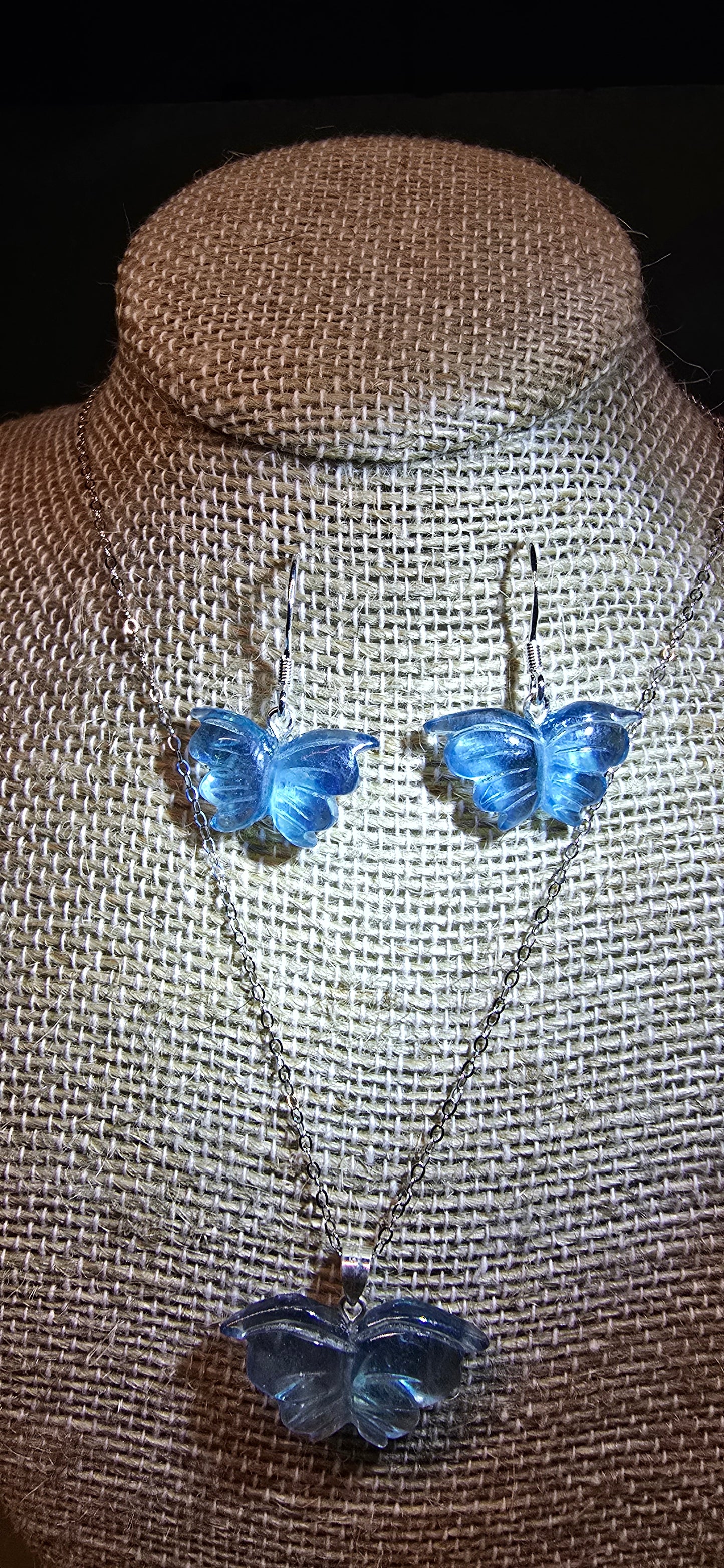 Jedi Aquamarine Butterfly Earring & Necklace Set