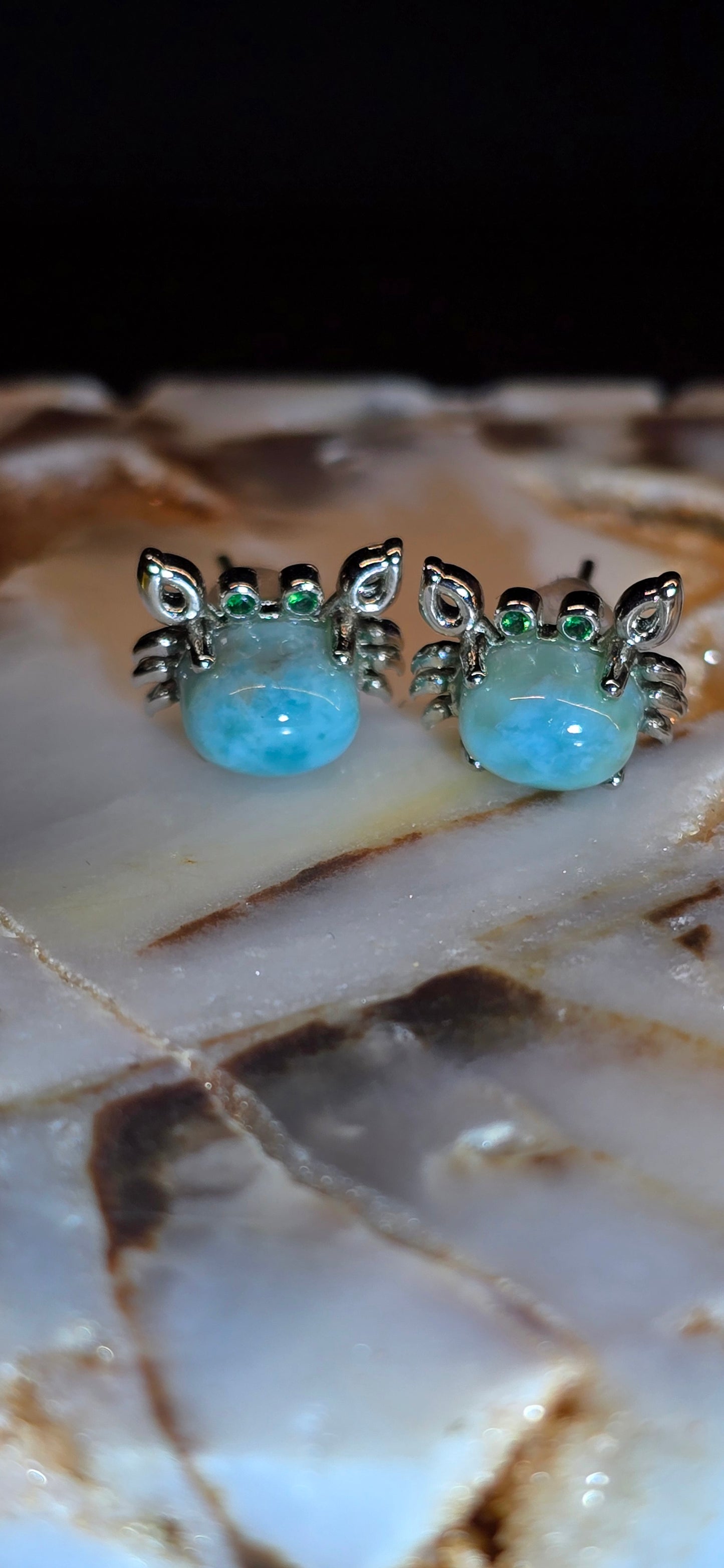 Larimar Crab Studs
