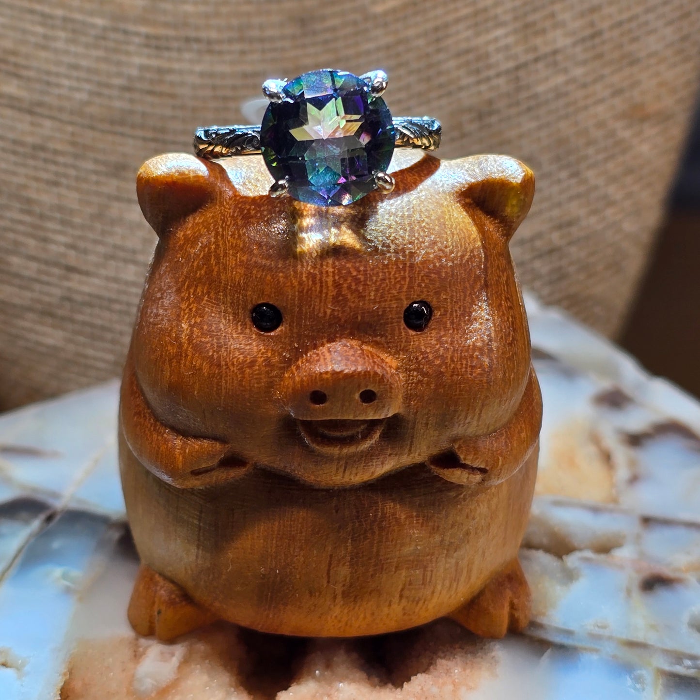 Lisa B Mystic Topaz Solitaire Ring