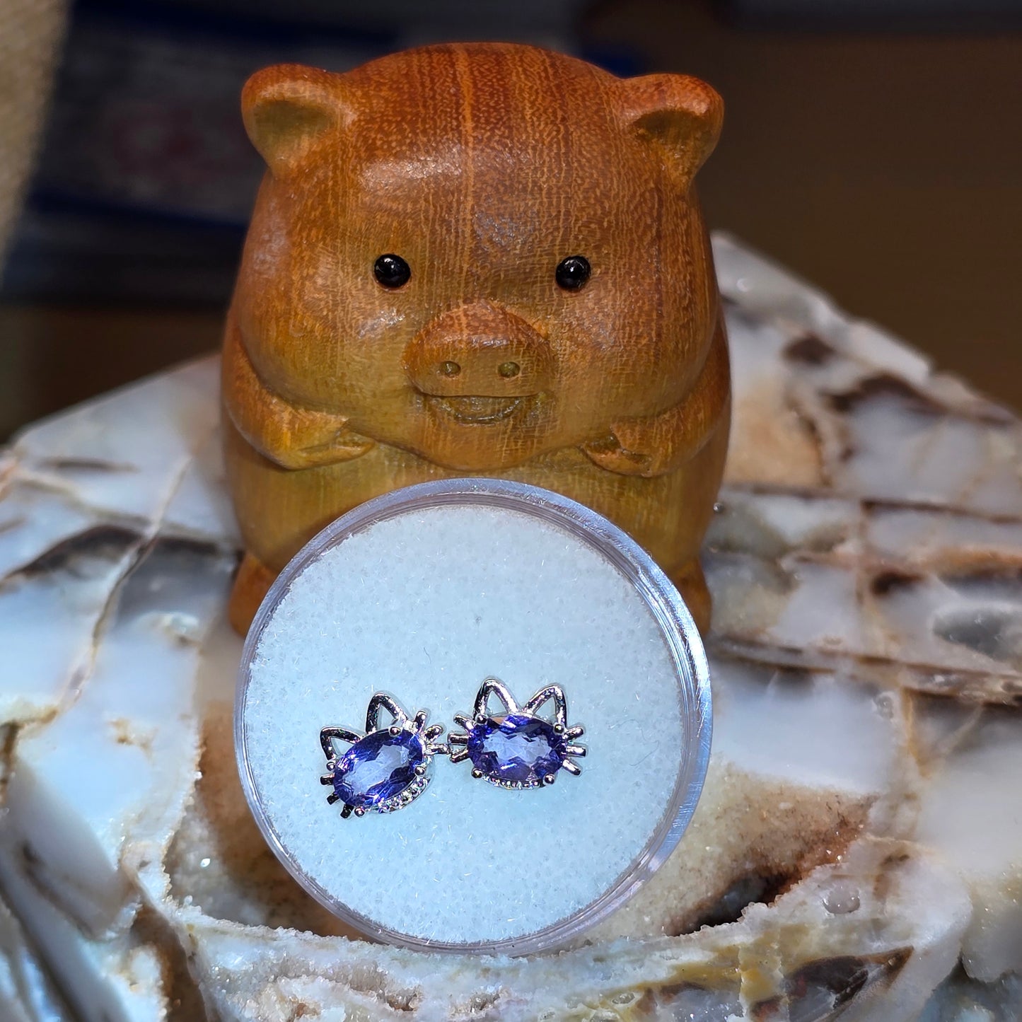 Iolite Kitty Ear Studs