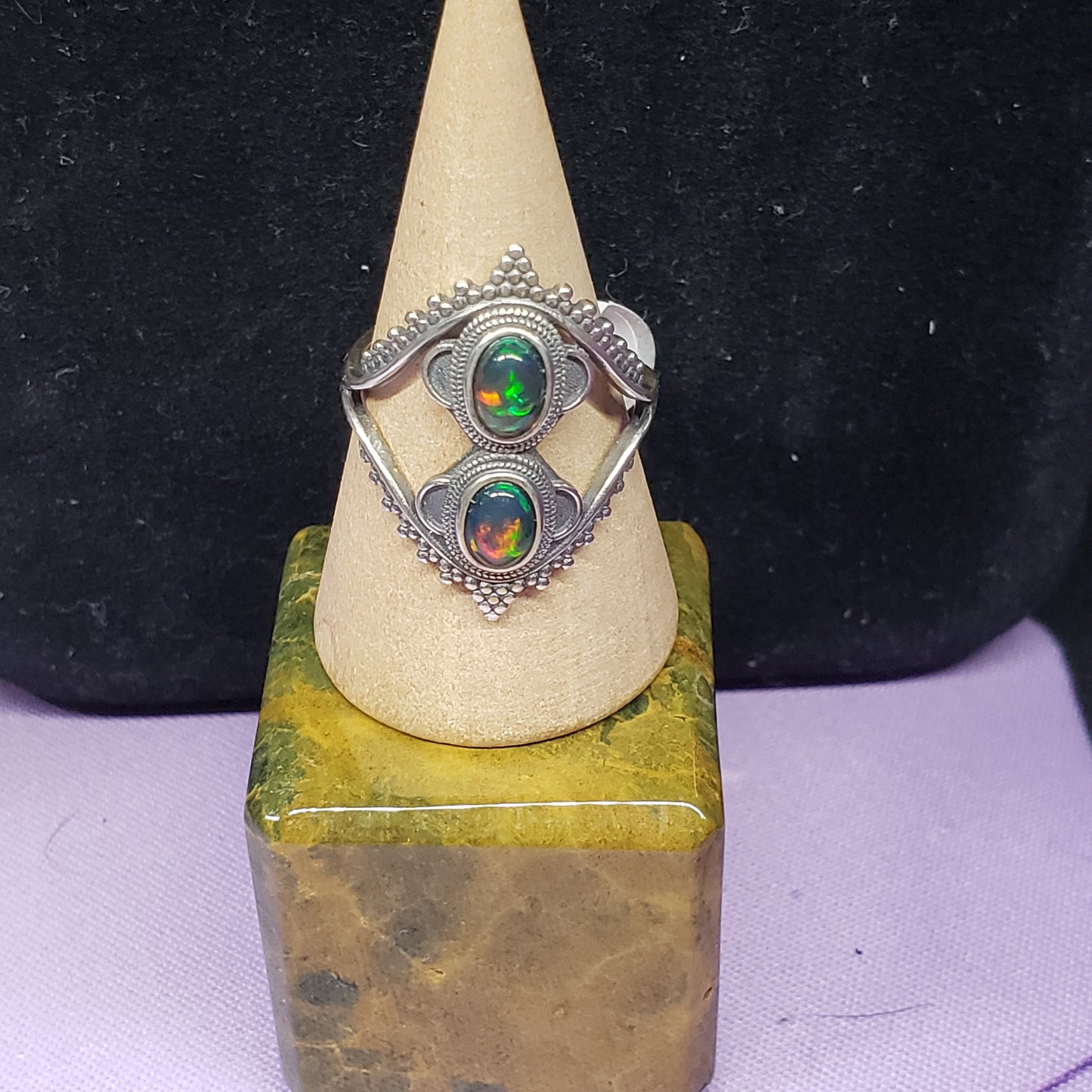 Double Black Opal Ring