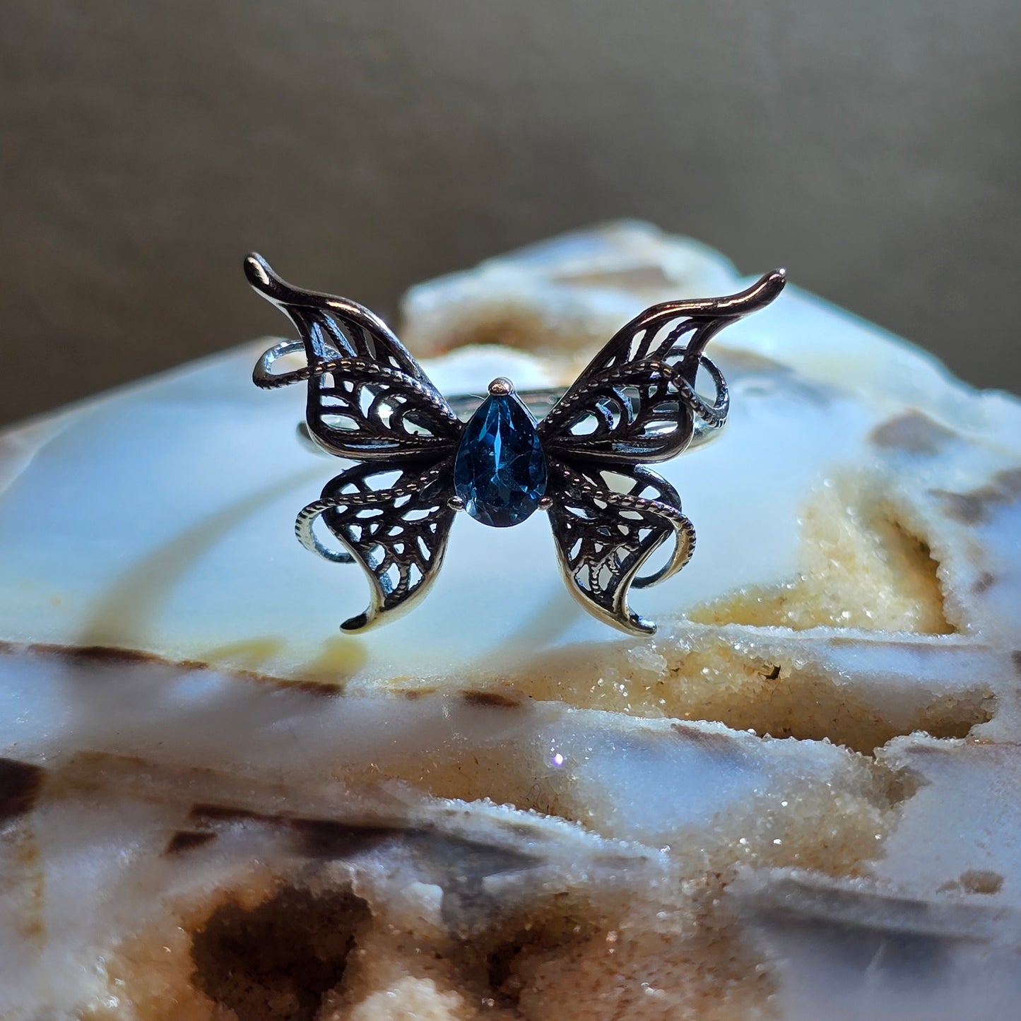 Jedi London Blue Topaz Butterfly Ring