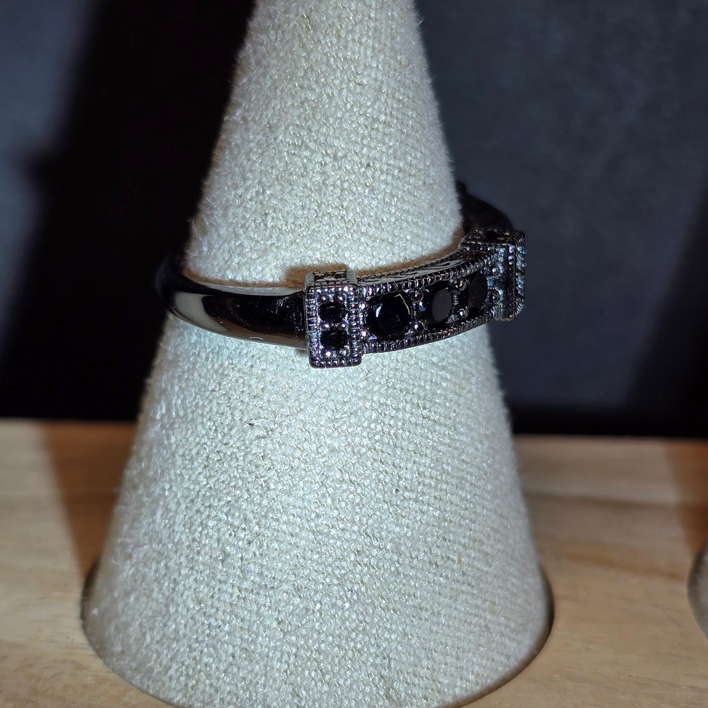 S925 Black Finish Black Spinel Ring