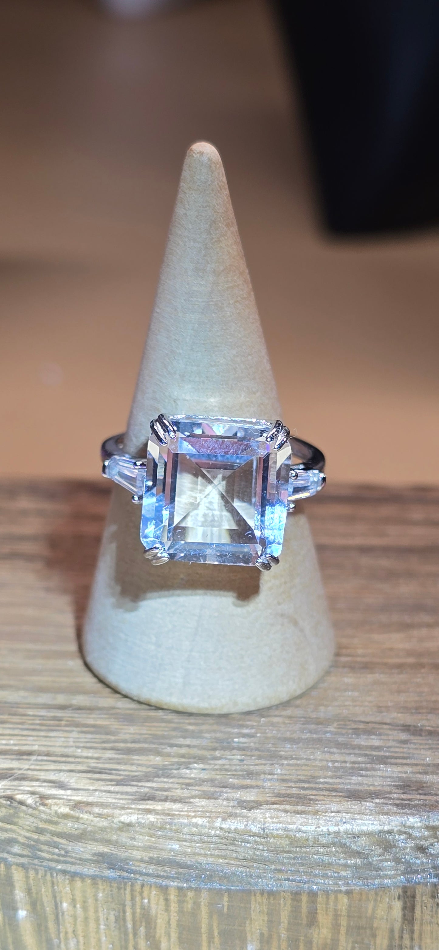 Grisy Clear Quartz Square Cut Ring