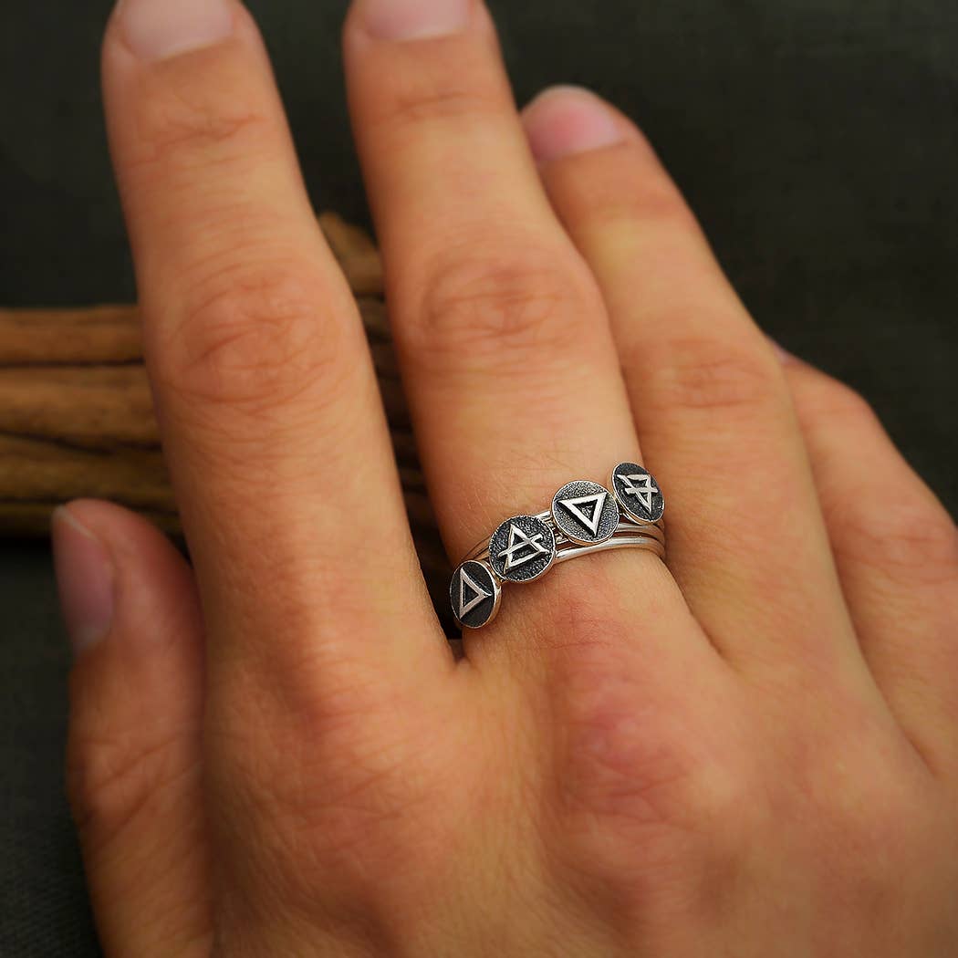 Sterling Silver Stacking Ring Earth and Air: size 7