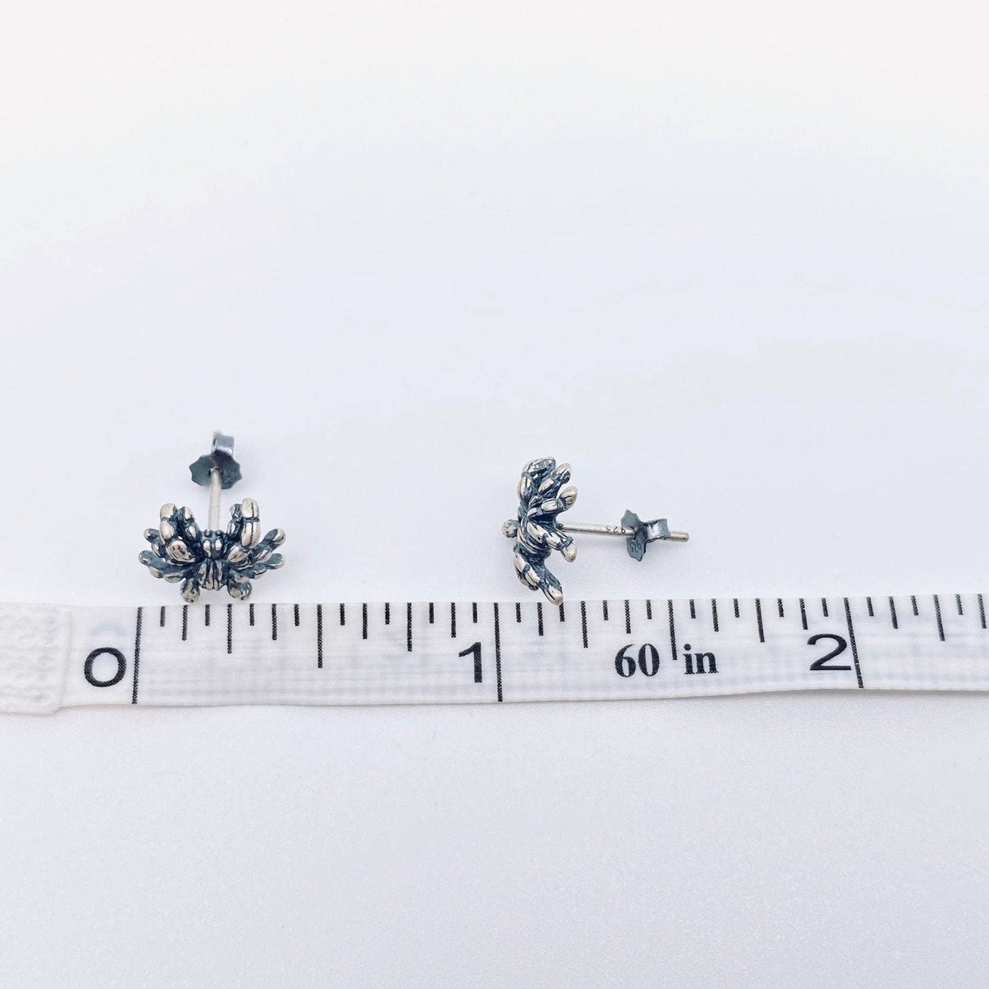 S925 Sterling Silver Gothic Spider Stud Earrings - GT: 1 pair