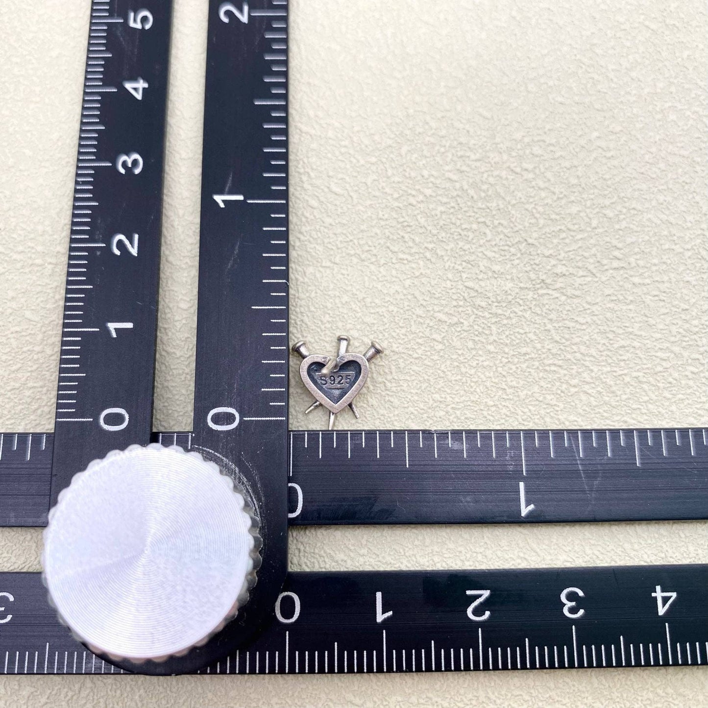 S925 Sterling Silver Gothic Nail Puncture Heart Ear Studs