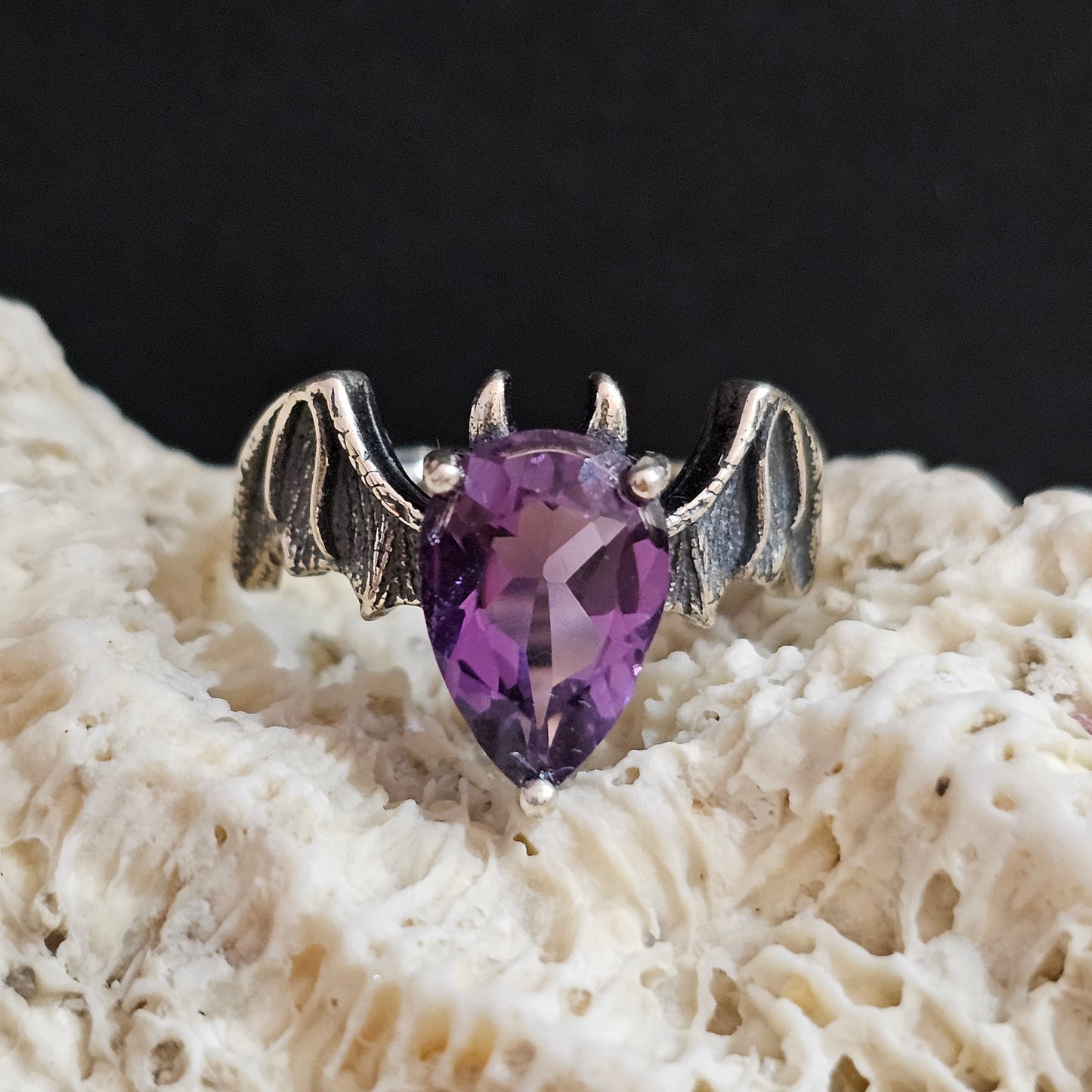 Amethyst Bat Ring