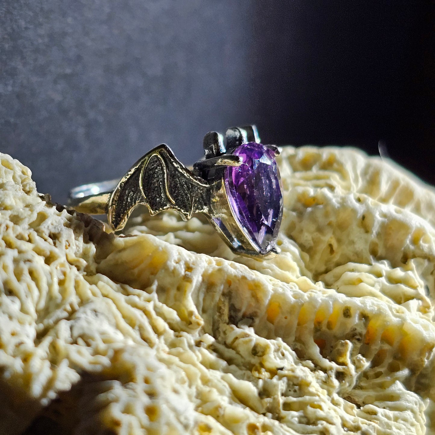 Amethyst Bat Ring