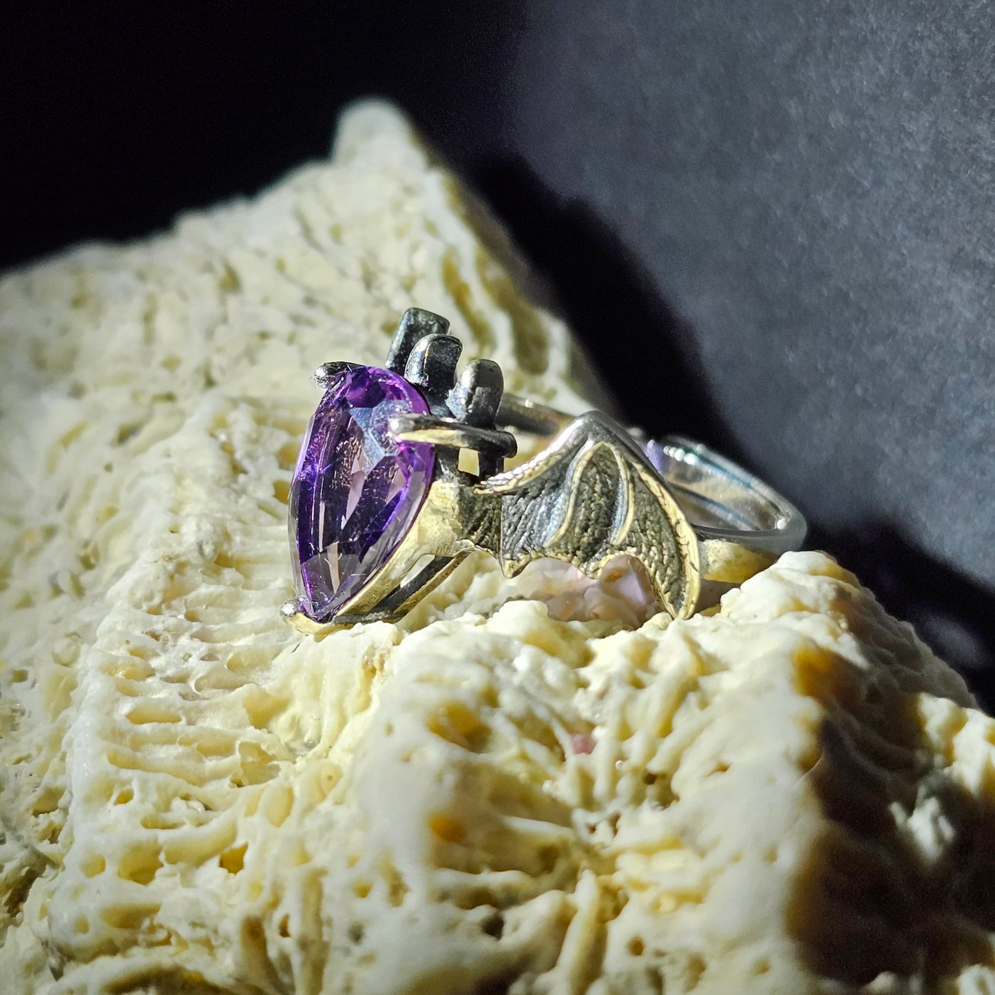 Amethyst Bat Ring