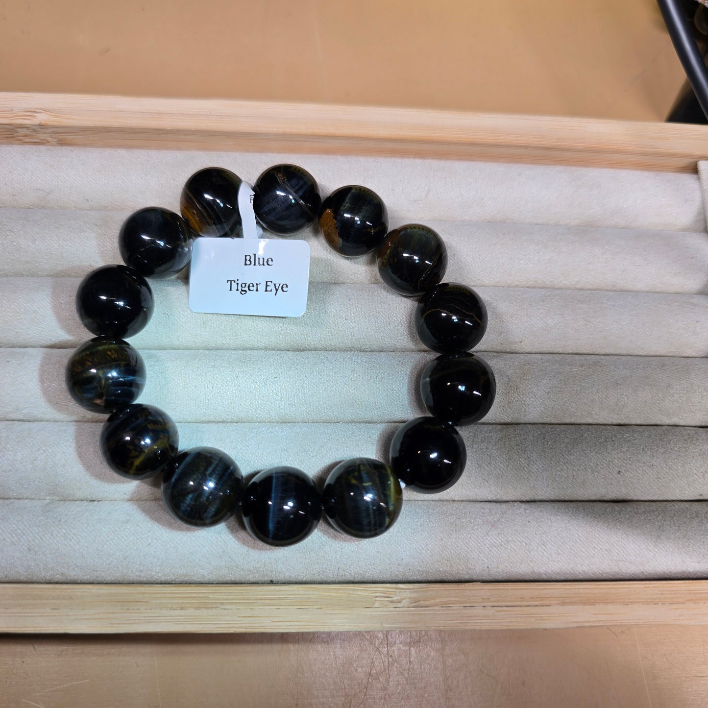 Ash Blue Tiger Eye Bracelet 14mm+