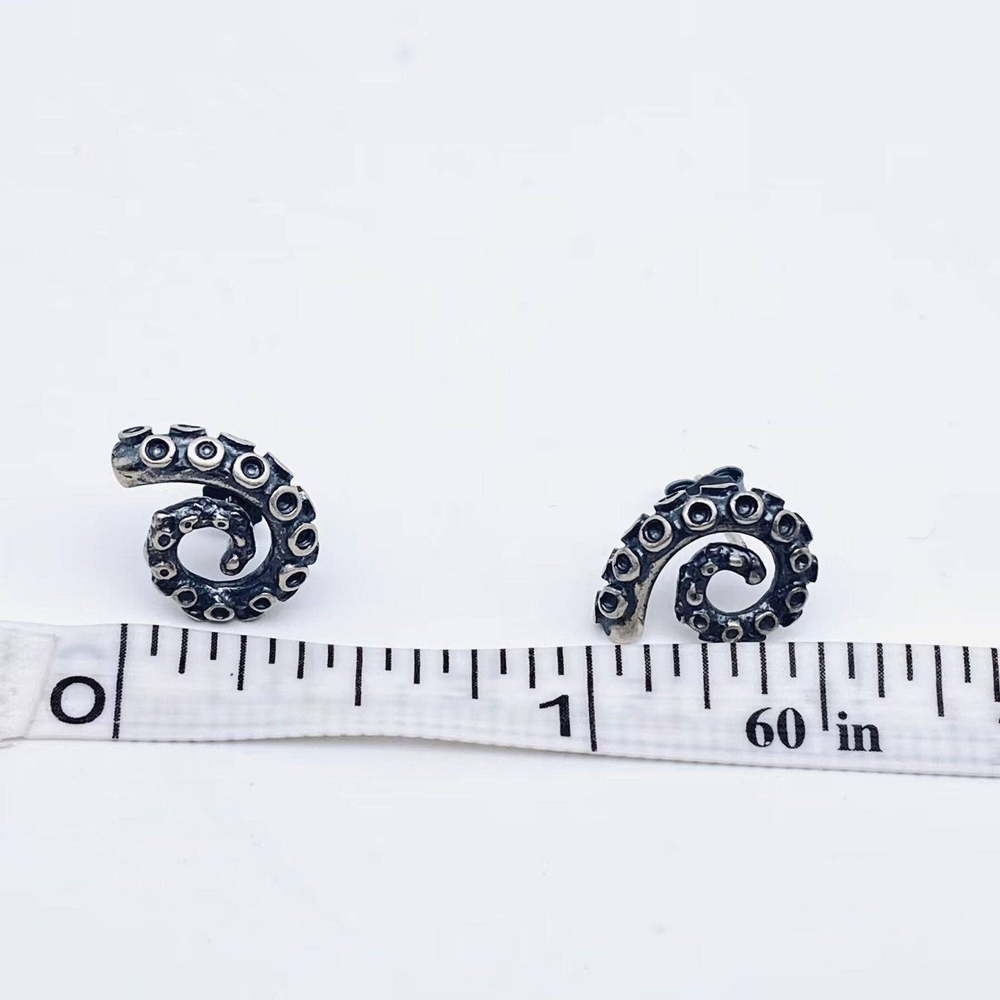 S925 Sterling Silver Octopus Claw Tentacle Ear Studs