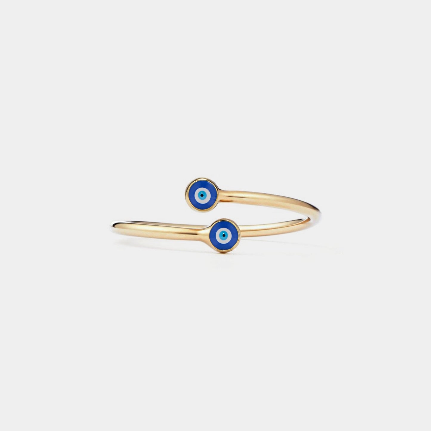 Evil Eye Bypass Ring in 925 Sterling Silver, Enamel: Gold