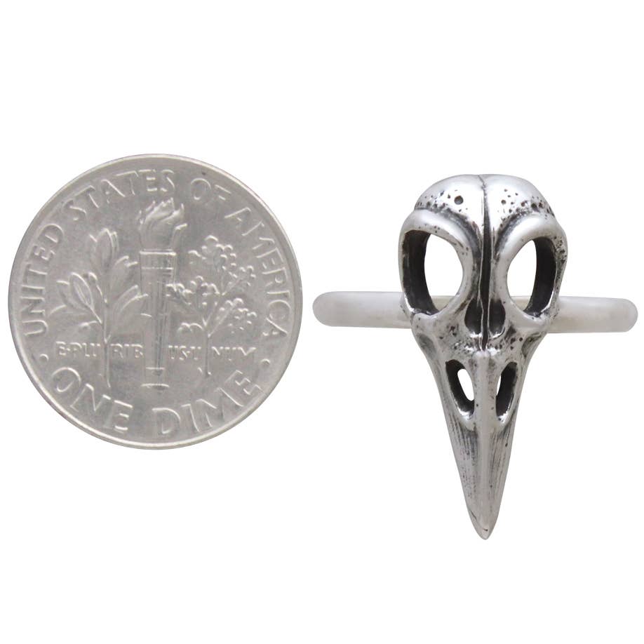 Raven Skull Ring: Sterling Silver / 10