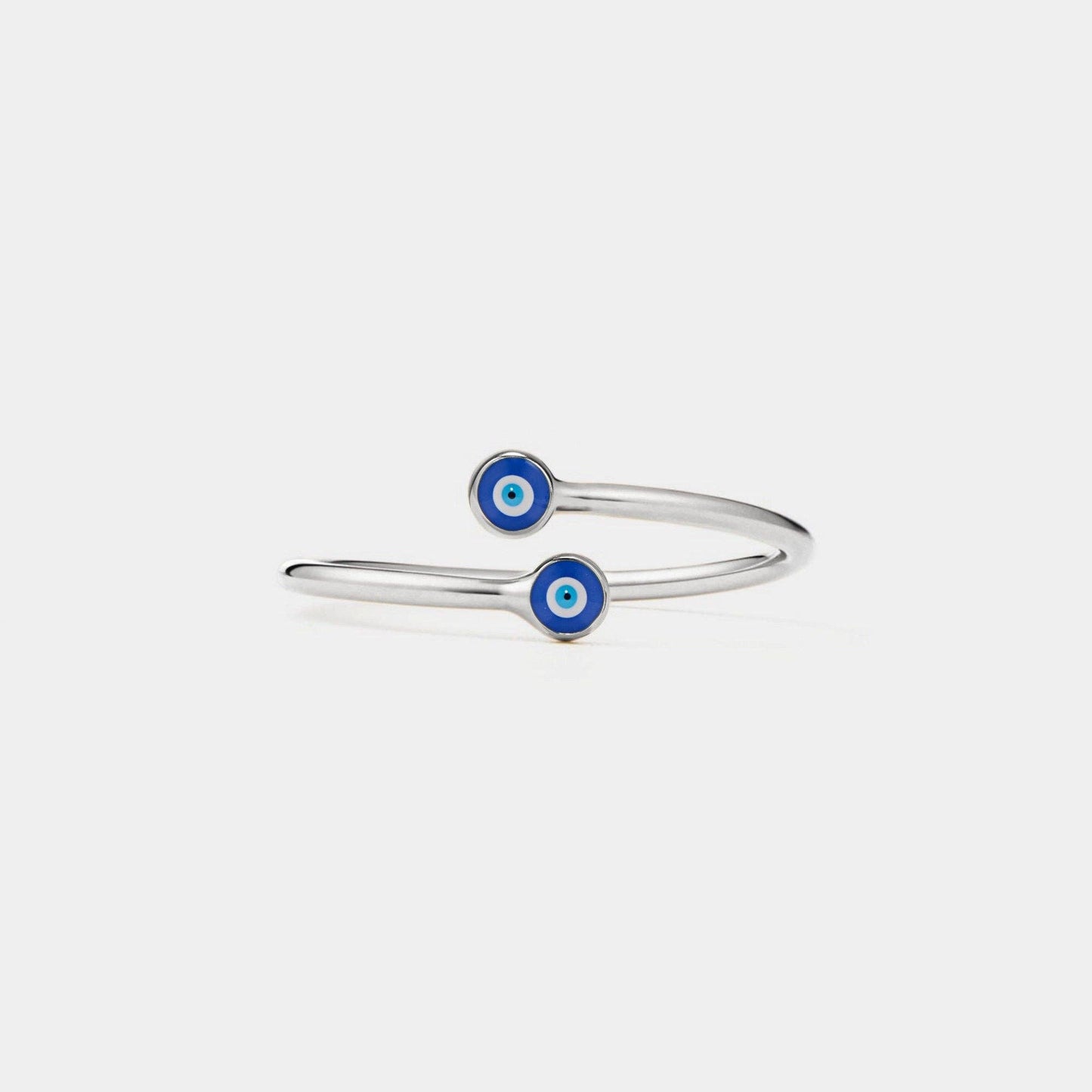 Evil Eye Bypass Ring in 925 Sterling Silver, Enamel: Gold