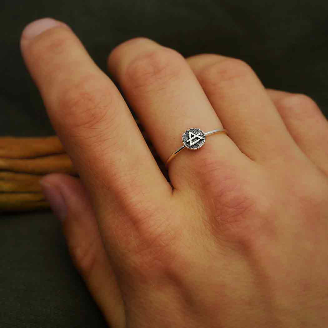 Sterling Silver Stacking Ring Earth and Air: size 7