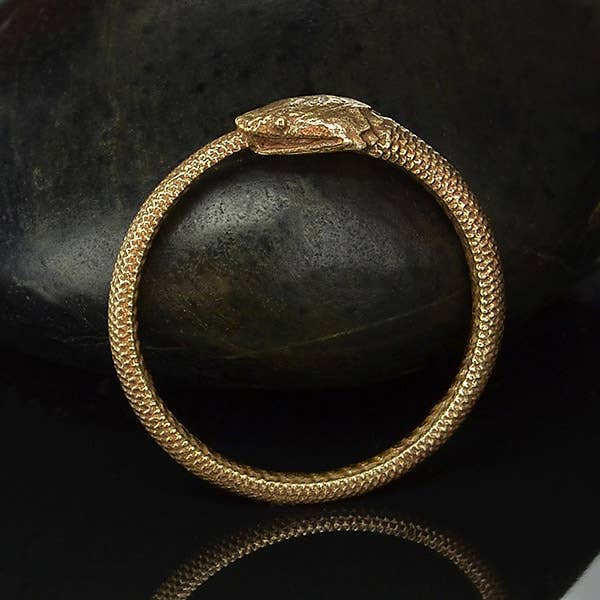 Sterling Silver or Bronze Ouroboros Snake Ring: Sterling Silver / 7