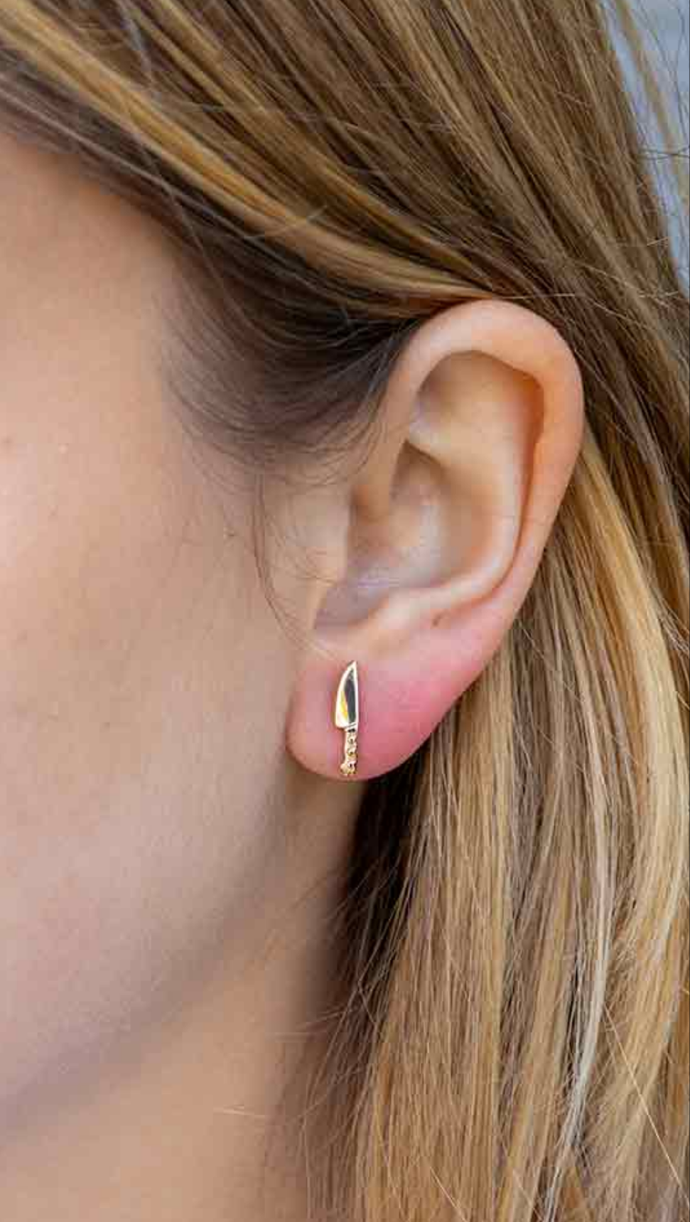 Sterling Silver or Bronze Kitchen Knife Post Earrings 13x3mm: Sterling Silver