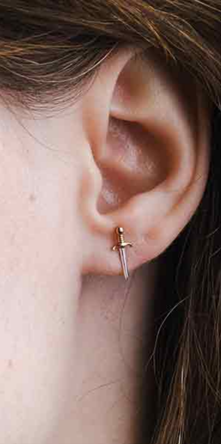 Mixed Metal Mini Dagger Post Earrings 11x4mm