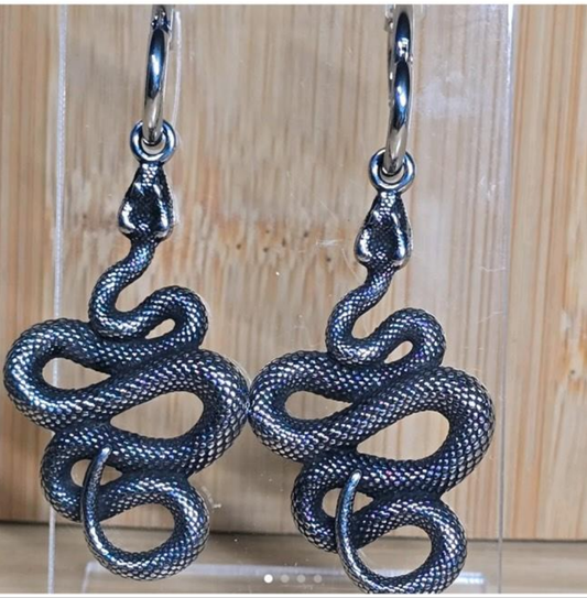 Stainless Steel Python Hoop Earrings